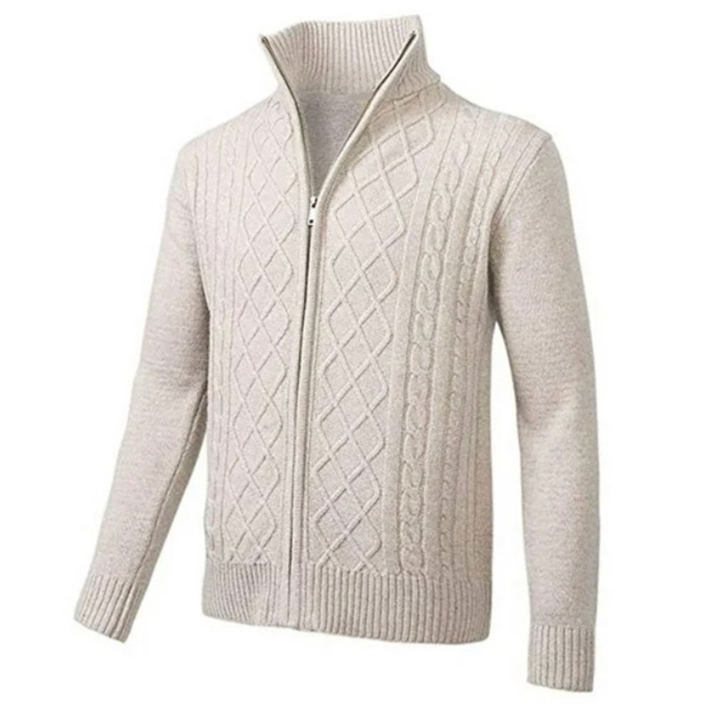 Cardigan Zip up cream cardigan. Medium